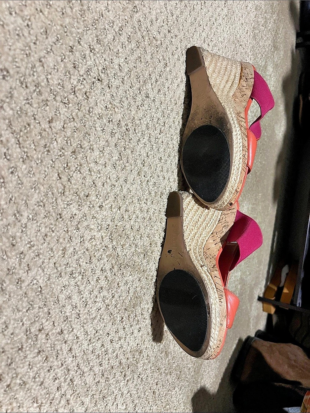 Charles by Charles David Color Block Wedge Sandals in Pink & Orange size 7 - Picture 5 of 7